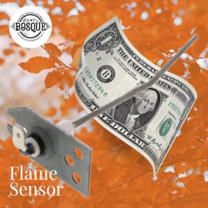 an image of a flame sensing rod being cleaned with a dollar bill