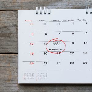 image of calendar with scheduled hvac maintenance